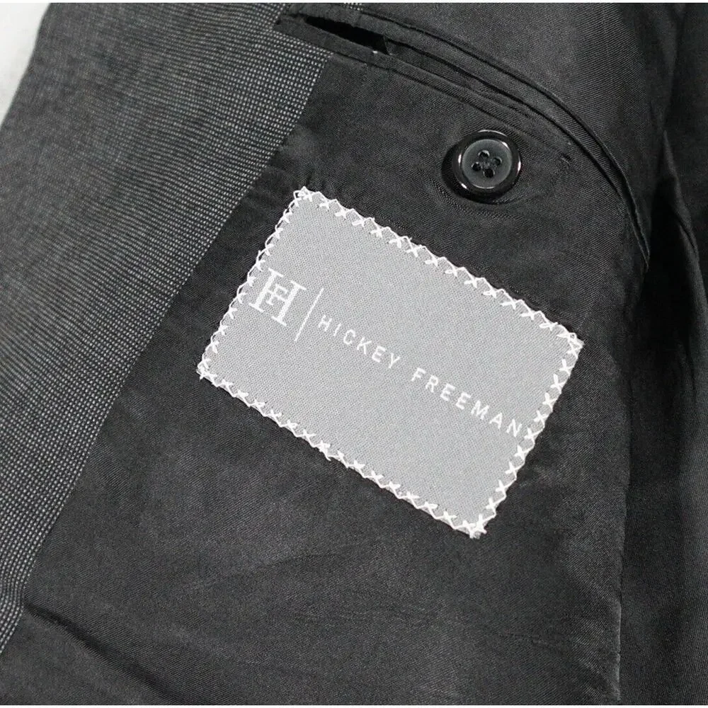 Hickey Freeman Blazer Men's 42L Gray Wool 3 Button‎ Sports Coat Suit Jacket